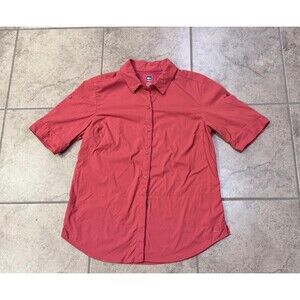 REI woman's short-sleeve button-down hiking or outdoor blouse Button Up